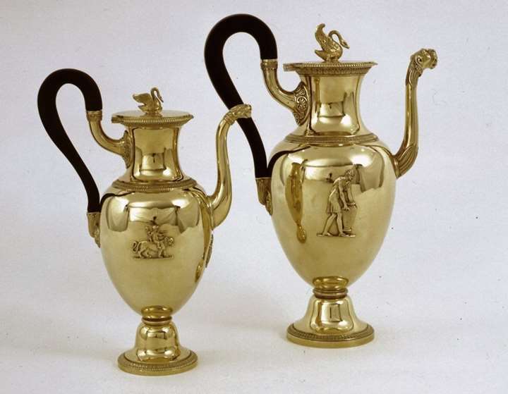 Two French Silver Gilt Empire Coffee-Pots